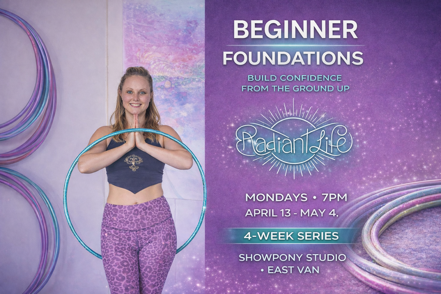 Learn to hula hoop, beginner hula hoop classes vancouver, hula hoop vancpouver, learn to hoop